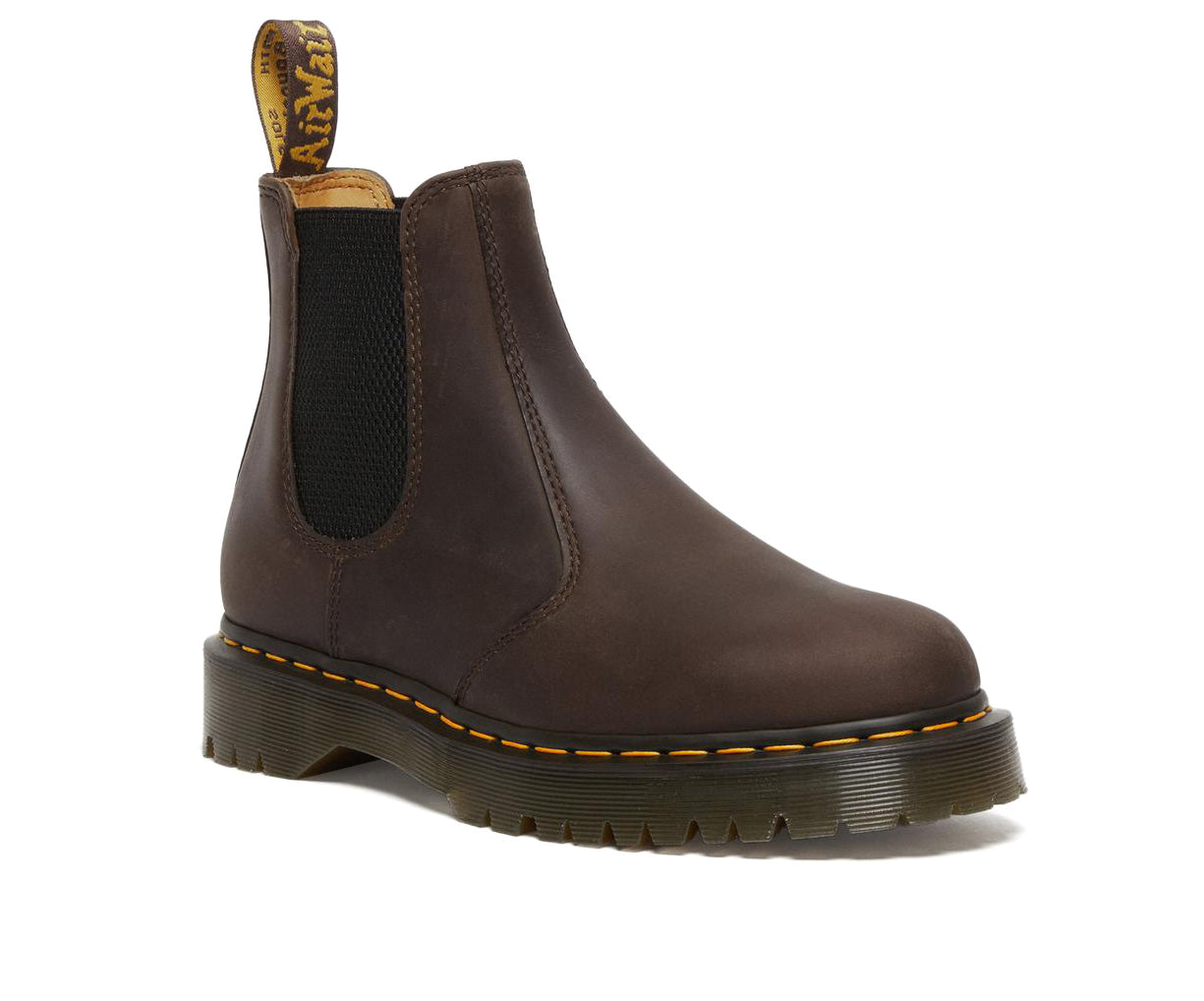 A brown leather chelsea boot from Dr. Martens.