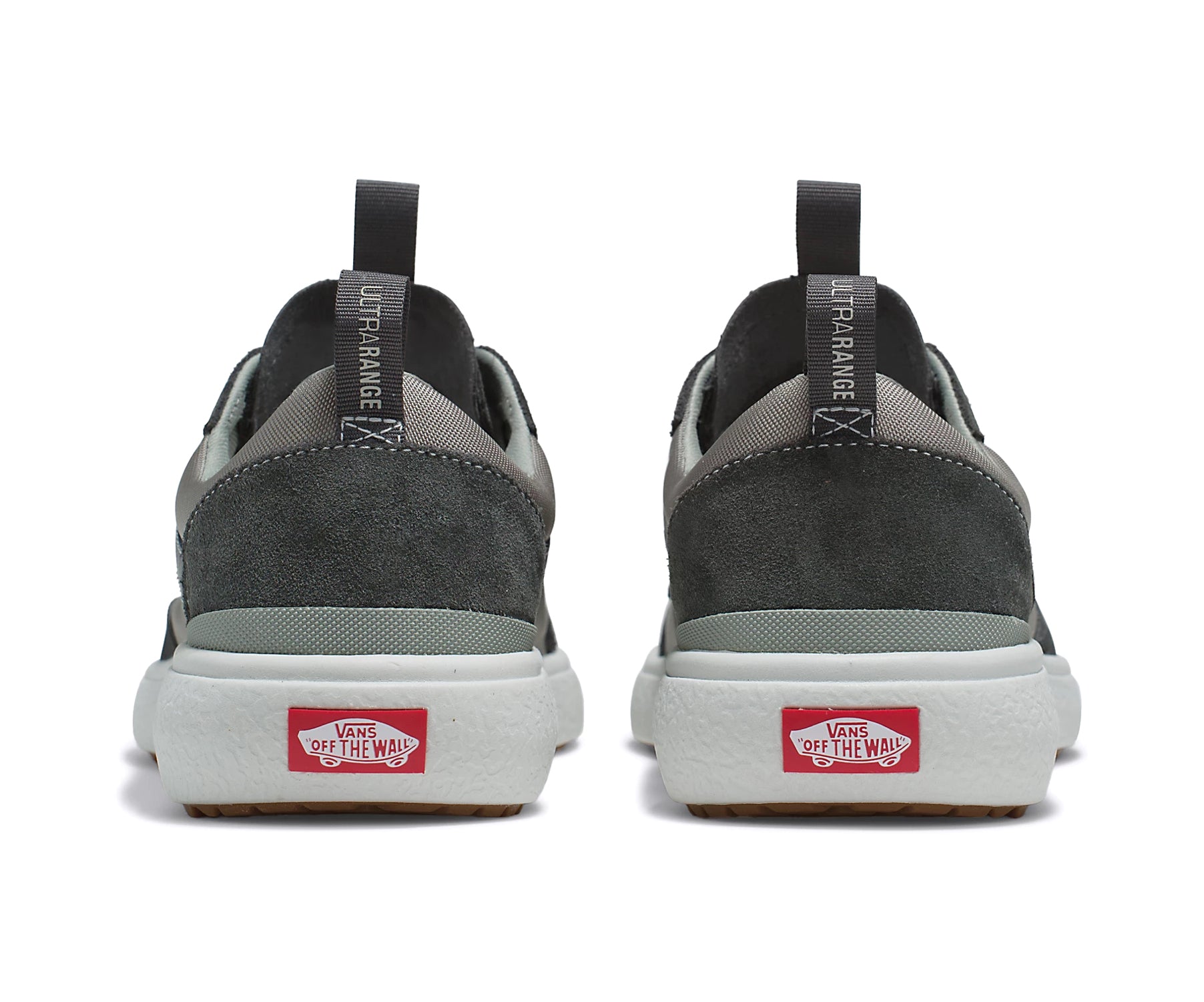 A suede and textile multicolored grey Vans sneaker.