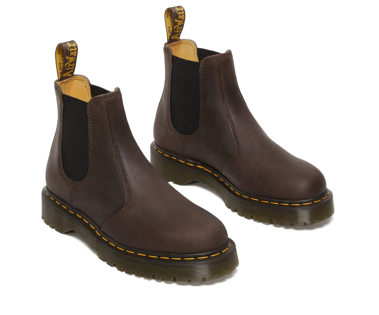 A brown leather chelsea boot from Dr. Martens.