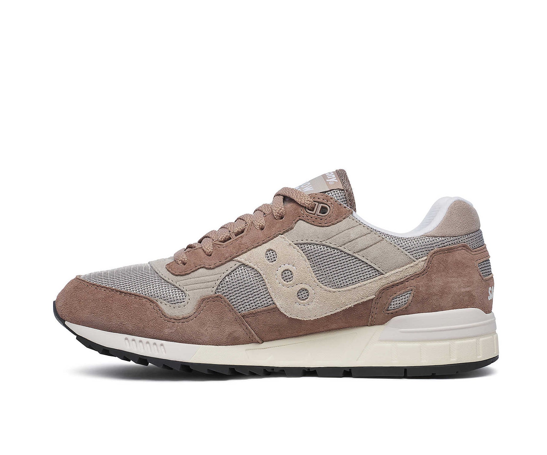 A brown and beige sneaker from Saucony.