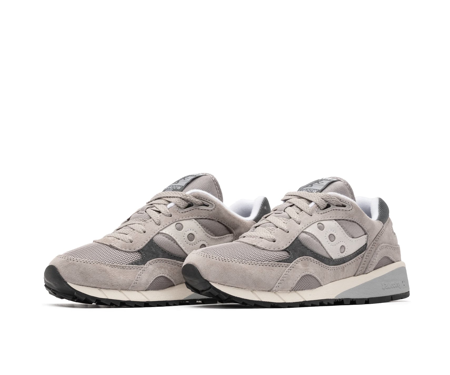 A gray sneaker with darker gray and white accents from Saucony.